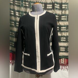 Vintage black business jacket with tan trim